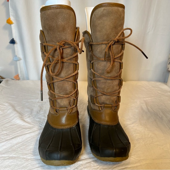 Tory Burch Argyll Jackson Suede Duck Boots Women’s Sz9 Winter Fur Brown - Picture 2 of 7